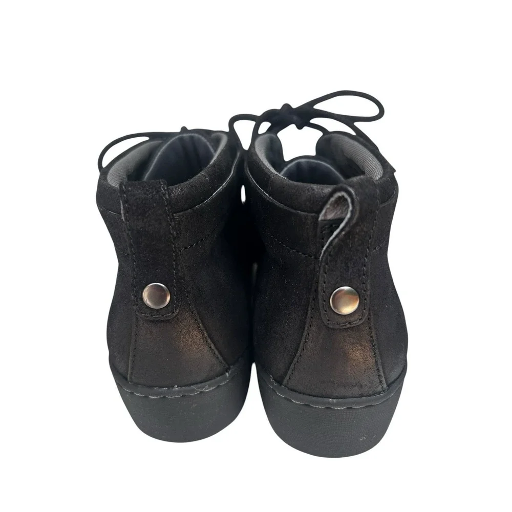 Dansko Ellen Black Leather Burnished Suede Lace-Up Booties Size 37 US 6.5-7